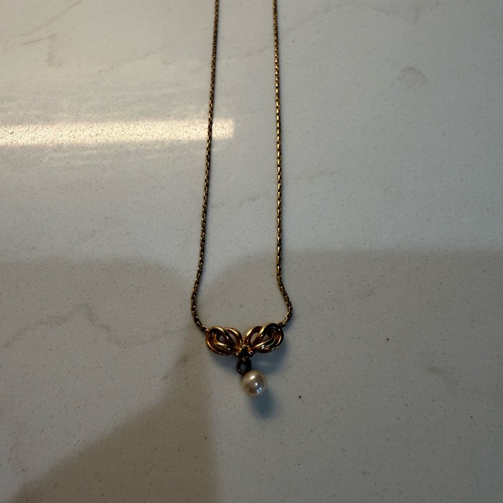 Dior Gold Necklace with Pearl Pendant